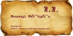 Mosonyi Mátyás névjegykártya